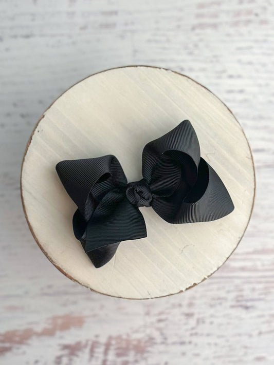 Essential Grosgrain Hair Bow - Alligator Clip - 4": Black