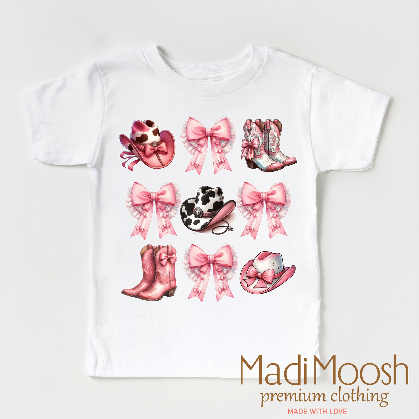 Cowgirl Country Bows And Boots Shirt - Cowgirl Tee: White Short Sleeve Tee / 4T Kids