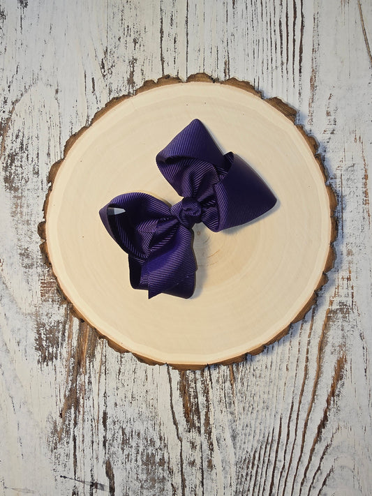 Essential Grosgrain Hair Bow - Alligator Clip - 4": Egg Plant