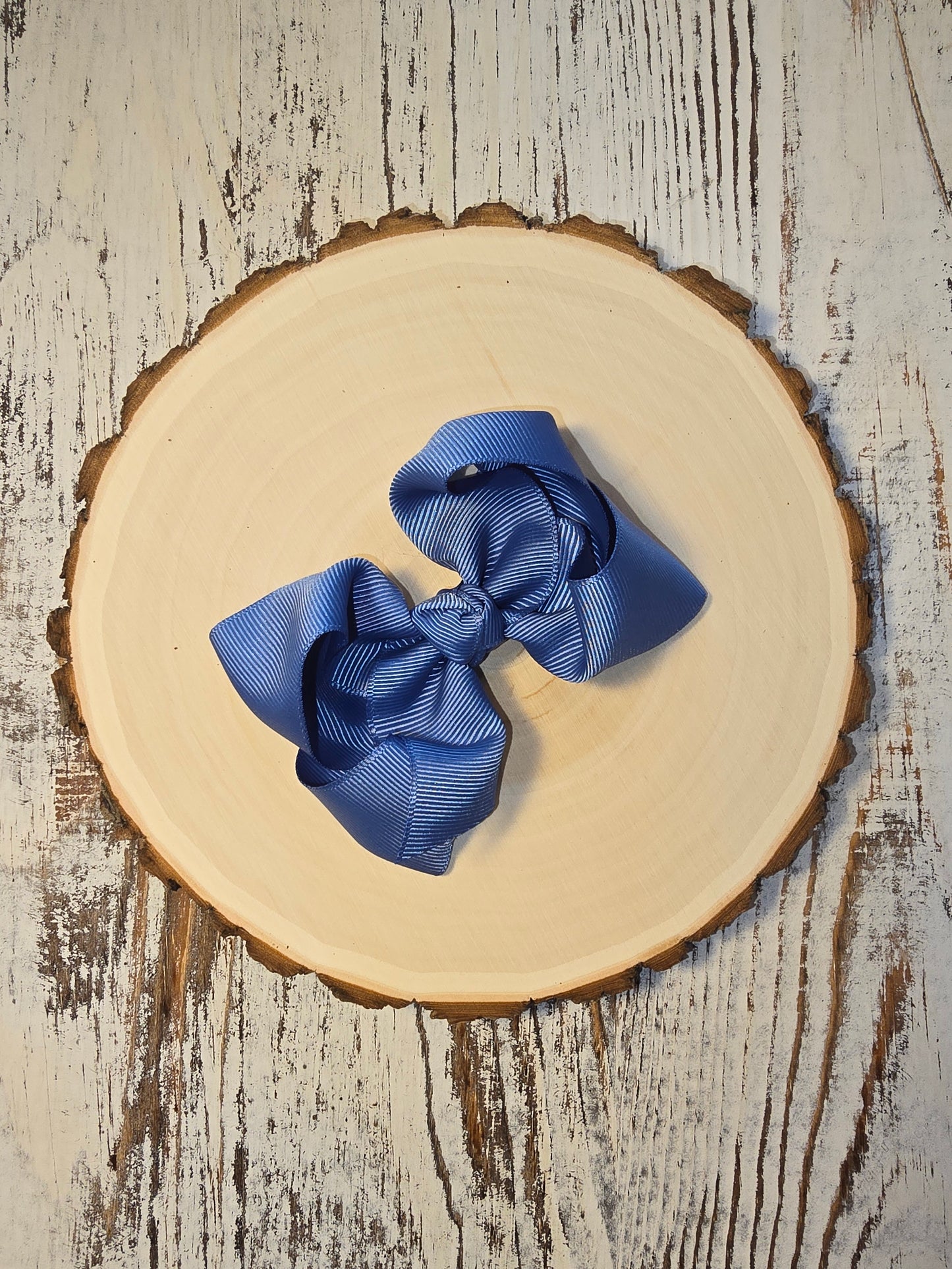 Essential Grosgrain Hair Bow - Alligator Clip - 4": Smoke Blue