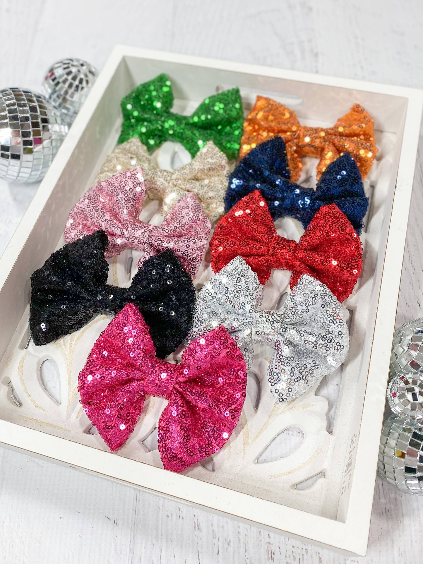 Fancy Sequin Hair Bow: Royal Blue