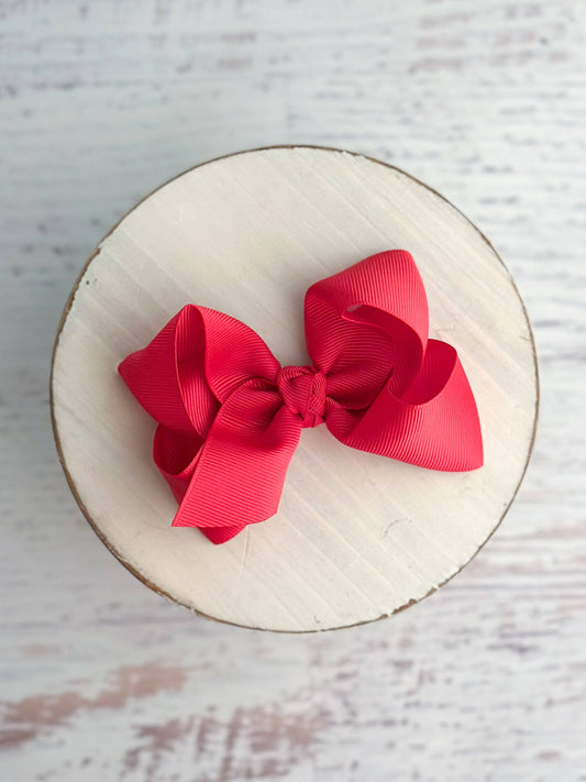Essential Grosgrain Hair Bow - Alligator Clip - 4": Red