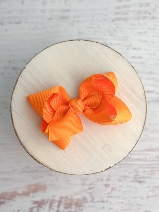 Essential Grosgrain Hair Bow - Alligator Clip - 4": Orange