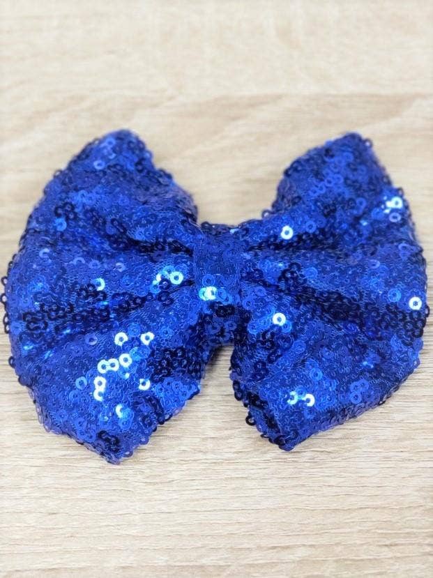 Fancy Sequin Hair Bow: Royal Blue
