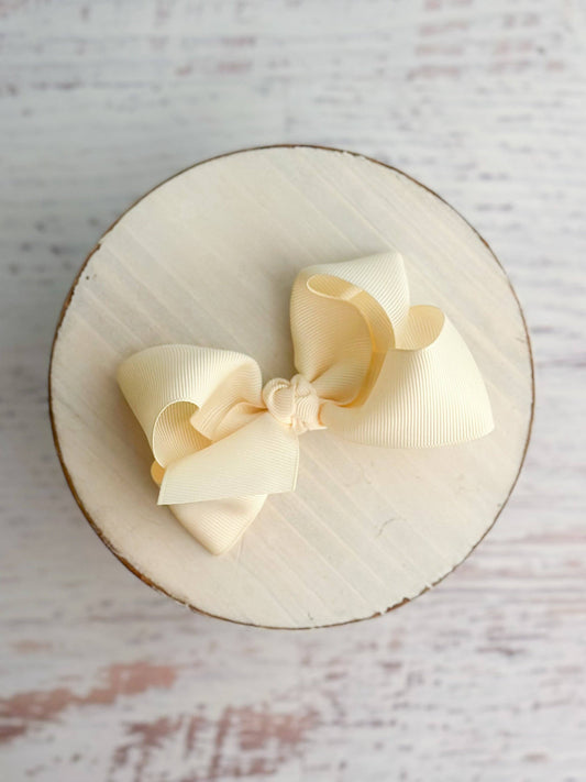 Essential Grosgrain Hair Bow - Alligator Clip - 4": Ivory
