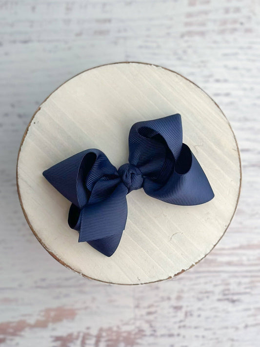 Essential Grosgrain Hair Bow - Alligator Clip - 4": Navy