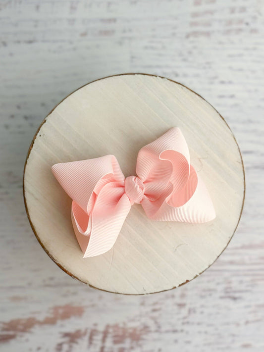 Essential Grosgrain Hair Bow - Alligator Clip - 4": Light Pink