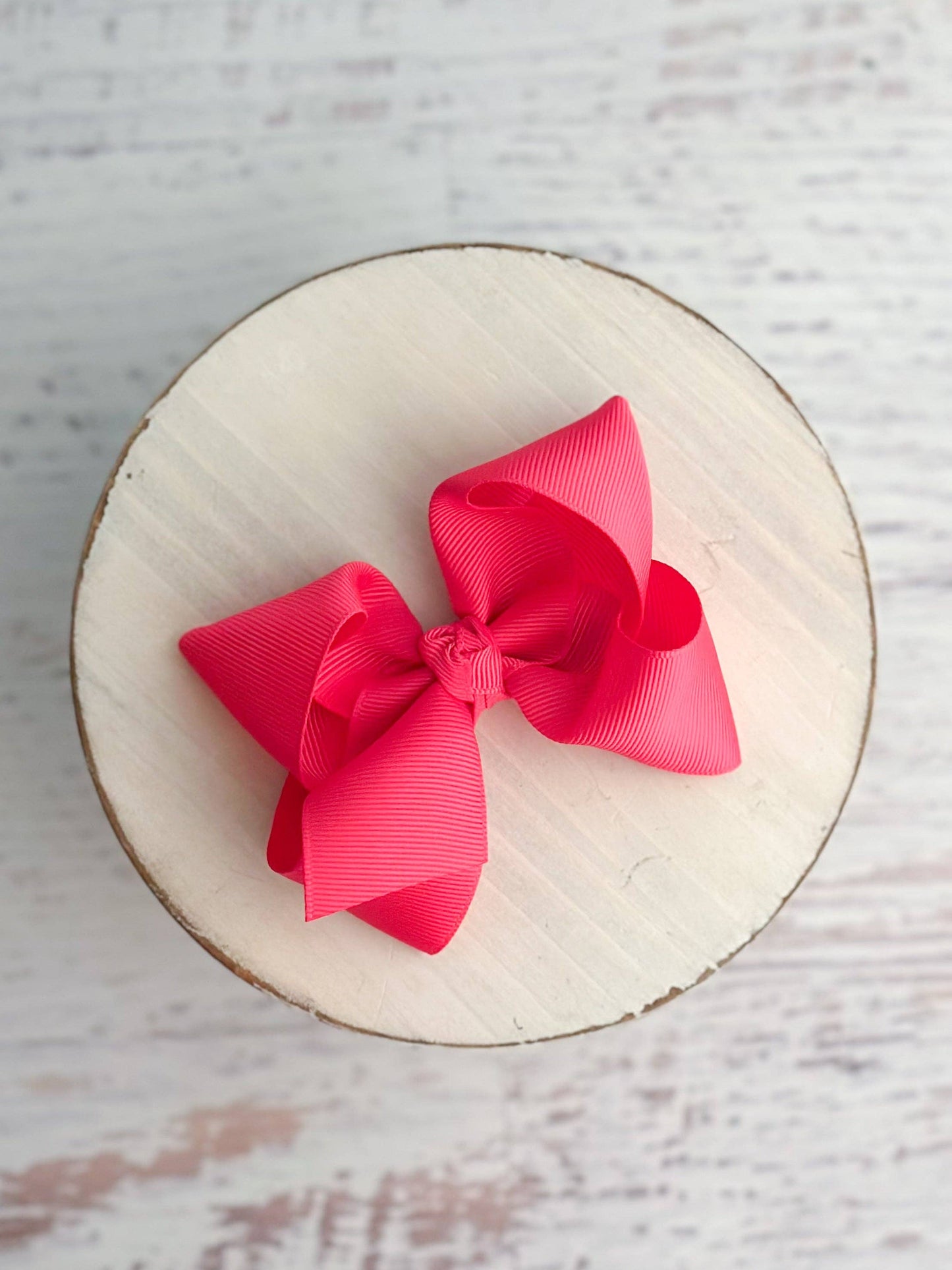 Essential Grosgrain Hair Bow - Alligator Clip - 4": Hot Pink
