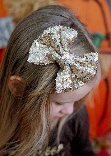 Fancy Sequin Hair Bow: Royal Blue