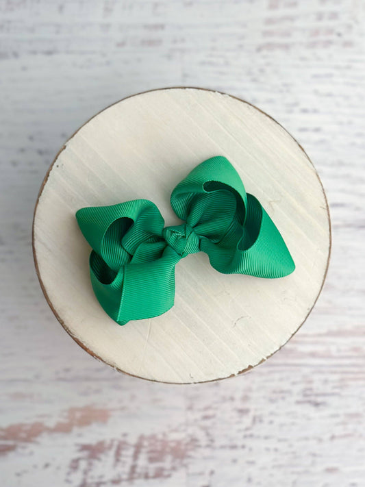 Essential Grosgrain Hair Bow - Alligator Clip - 4": Emerald