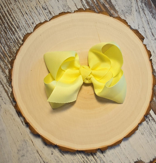 Essential Grosgrain Hair Bow - Alligator Clip - 4":Light Yellow