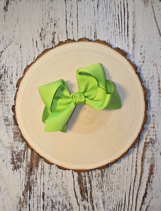 Essential Grosgrain Hair Bow - Alligator Clip - 4": Lime Green