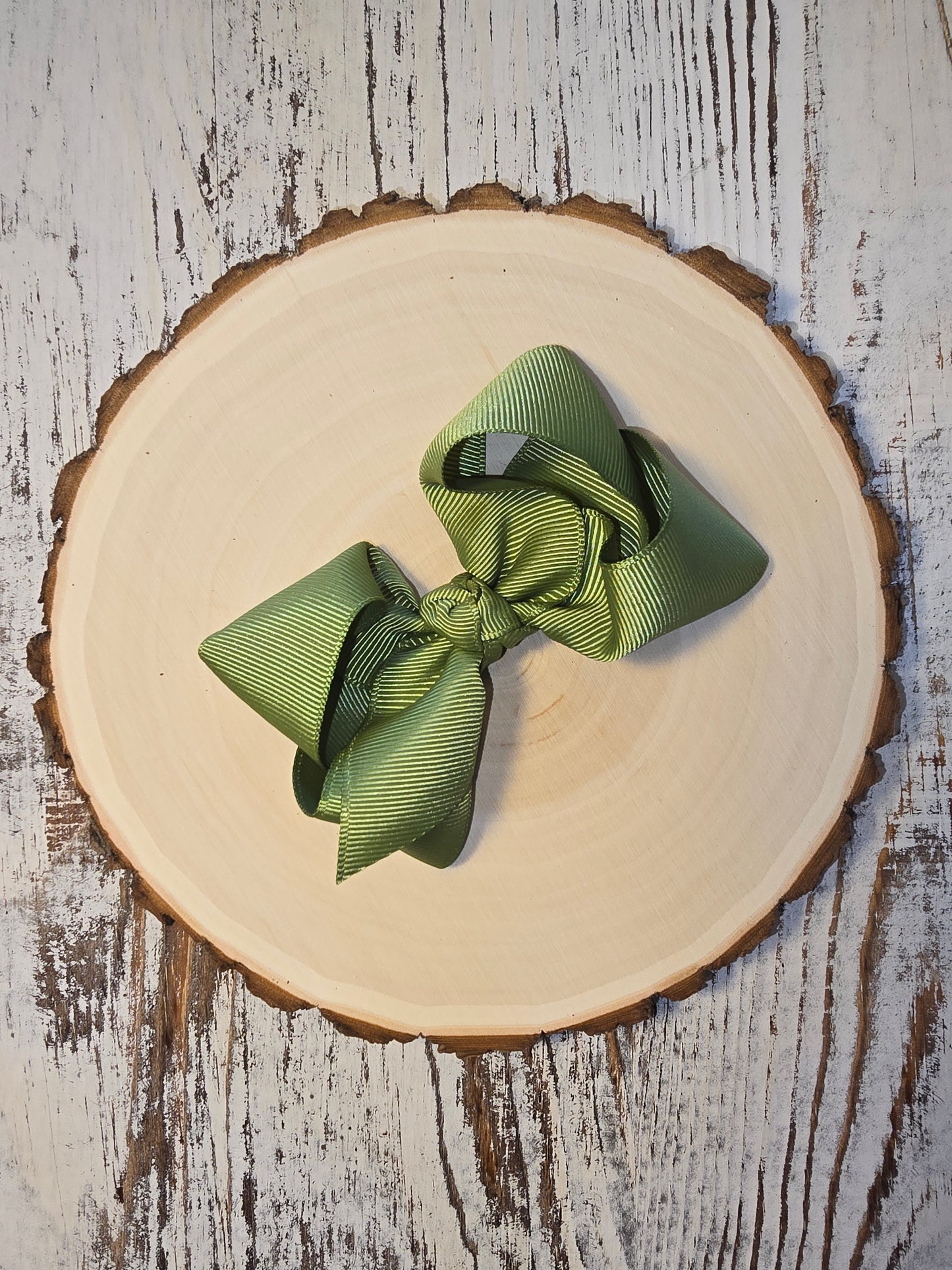 Essential Grosgrain Hair Bow - Alligator Clip - 4": Olive