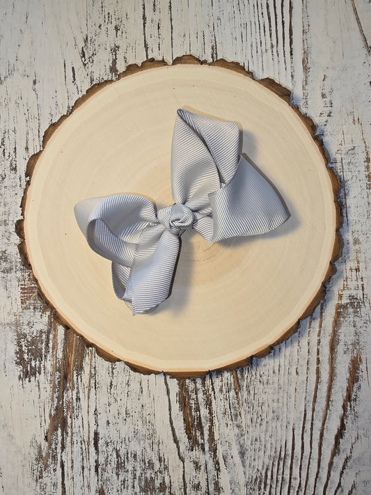 Essential Grosgrain Hair Bow - Alligator Clip - 4": Silver