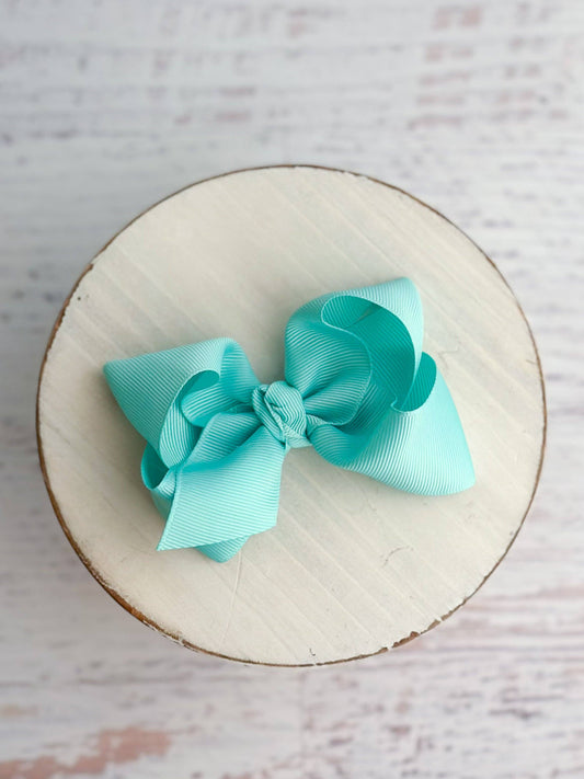 Essential Grosgrain Hair Bow - Alligator Clip - 4": Aqua