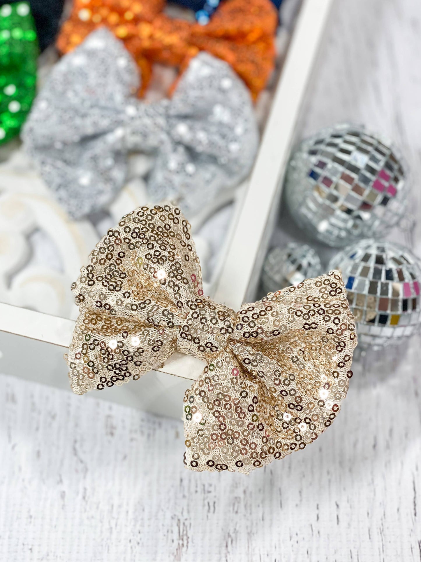 Fancy Sequin Hair Bow: Royal Blue