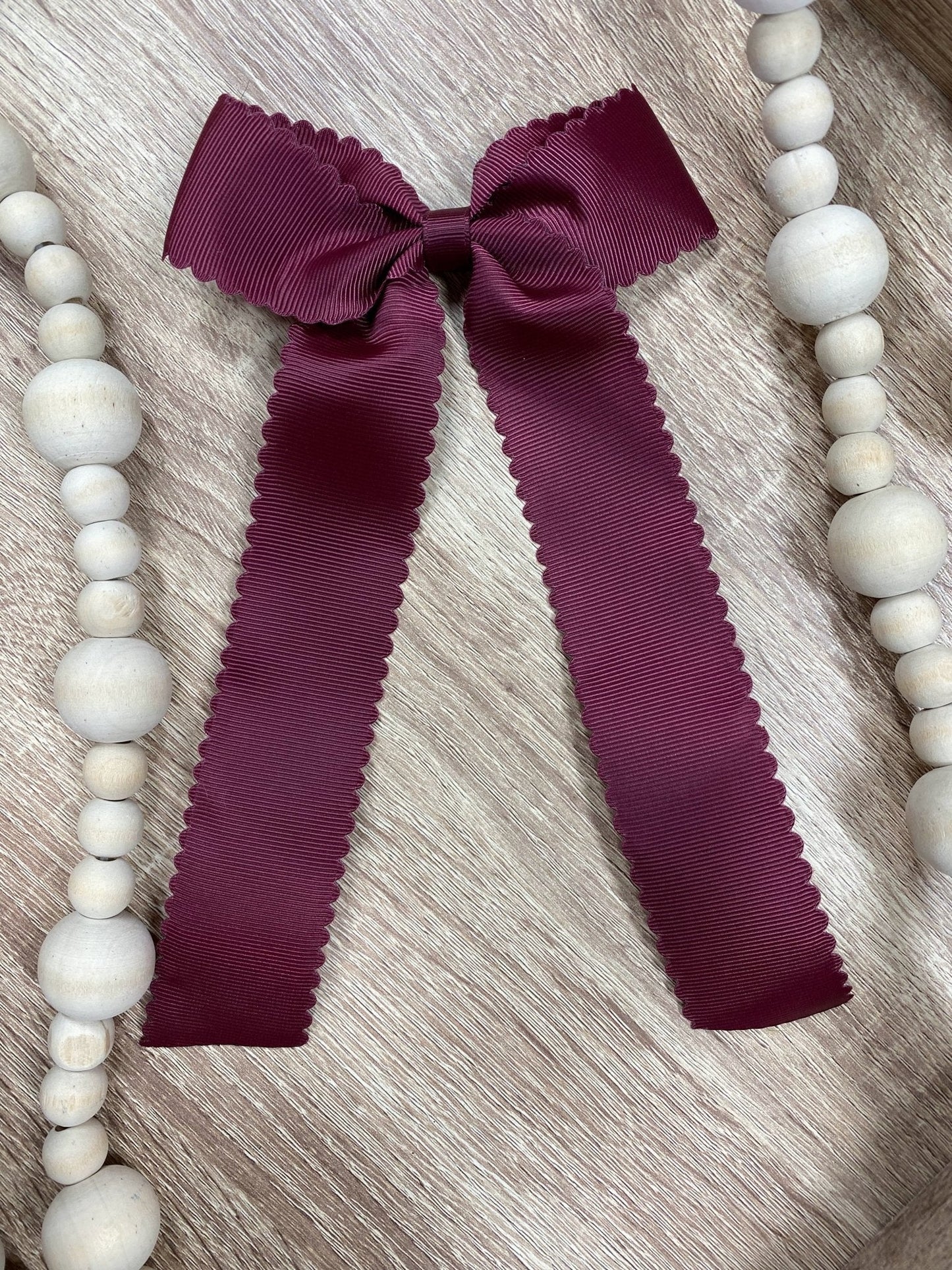 Scalloped Long Tail Bow with Alligator Clip
